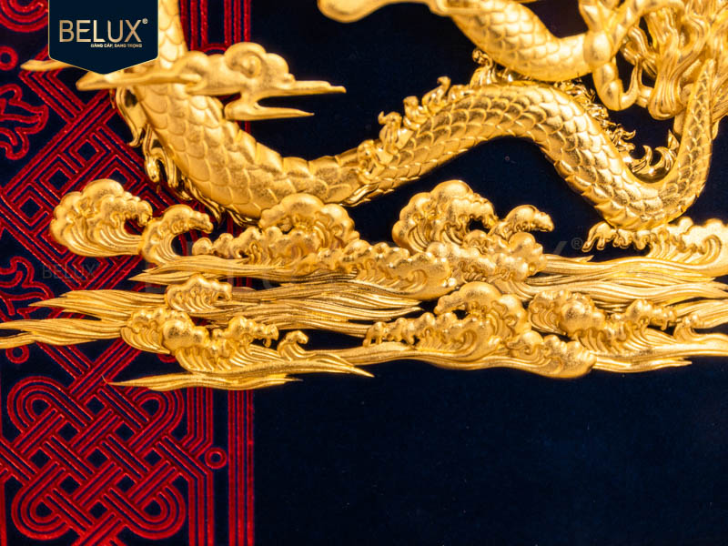 Tranh Thiên Long Bích Vân Dát Vàng 24k 34x27cm